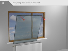 Fixed glazing of the old windows    is removed.